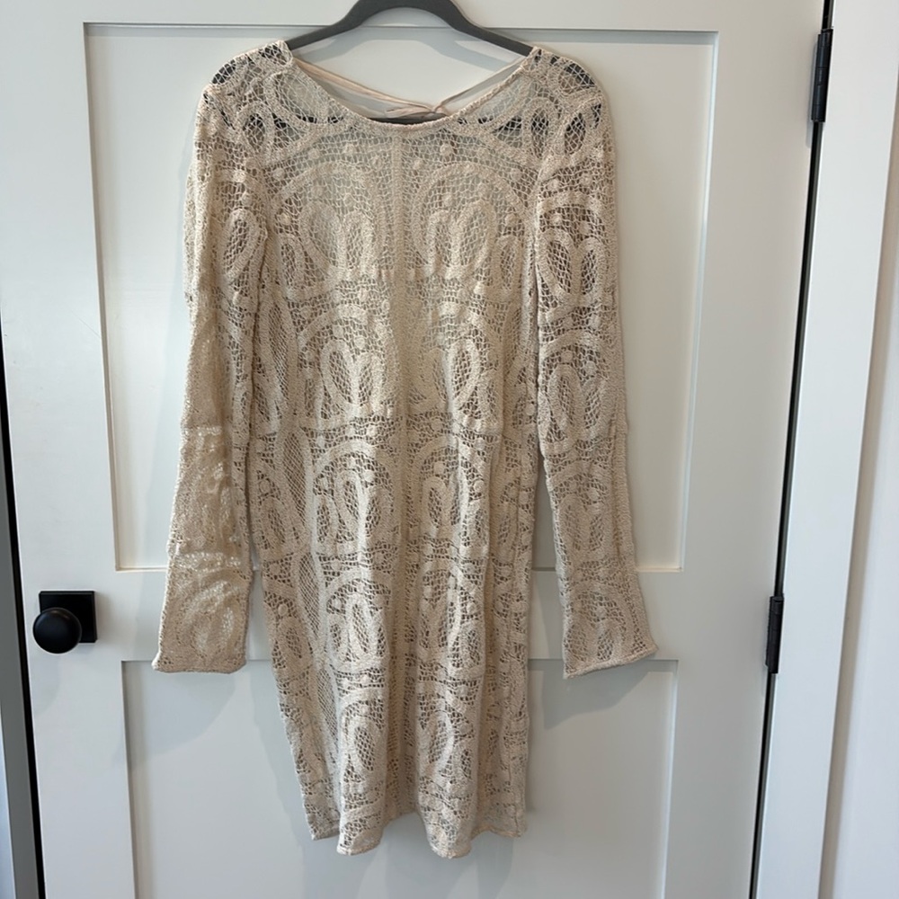 NWT H&M crochet beach cover up cream . Xs